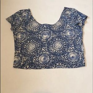 GARAGE blue crop top off the shoulder size large